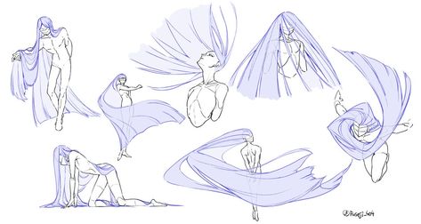 Hair Gravity Reference, Laydown Pose Drawing, Dress Pose Reference Drawing, Tying Up Hair Reference, Hair Flowing In Wind Drawing, Long Hair Ideas Drawing, Floating Hair Drawing Reference, Croquis Poses Models, Flowing Hair Reference