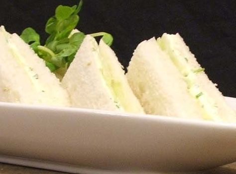 A new variation on a traditional cucumber tea sandwich! Cucumber Tea Sandwich, Cucumber Tea, Shower Appetizers, High Tea Food, Cucumber Tea Sandwiches, Tea Sandwich, Tea Party Sandwiches, Sandwiches Recipes, Tea Sandwiches Recipes