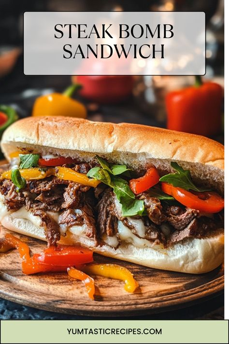 If you love Philly cheesesteaks, wait until you try this Steak Bomb Sandwich! With layers of juicy steak, gooey cheese, and perfectly seasoned peppers and onions, this sub is next-level delicious. Make it for game night, a quick dinner, or whenever you’re craving something amazing!

#GameDayEats #HeartySandwich #SteakAndCheese #BestSubEver #HomemadeGoodness Shaved Steak, Sautéed Mushrooms, Sauteed Mushrooms, Sandwich Recipe, First Bite, Melted Cheese, Sandwich Recipes, Caramelized Onions, Onions