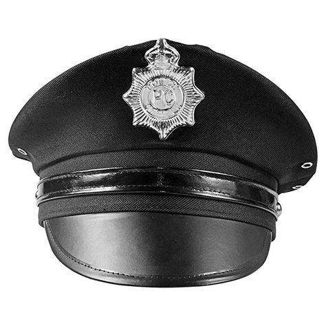 Police Hat - Cop Hat - Black Captain Hat - Officer Hat - Police Officer Costume Accessories by Funny Party Hats Officer Costume, Police Officer Costume, Silver Hat, Police Hat, Police Costume, Funny Costumes, Animal Hats, Party Funny, Royal Jewels