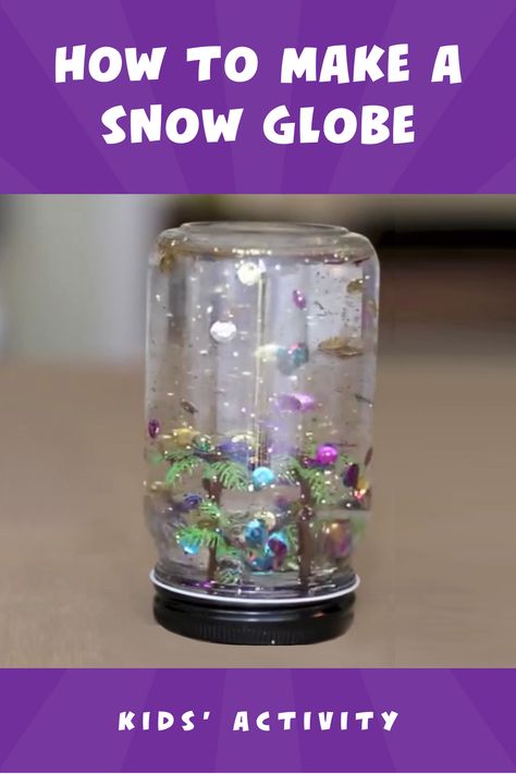 Crafts With Clear Glue, Making Snow Globes For Kids, Water Globes Diy, Snow Globes For Kids, Diy Water Globe, How To Make A Snow Globe Diy, Homemade Snow Globes How To Make, Plastic Jars Diy Ideas, Diy Snow Globe For Kids