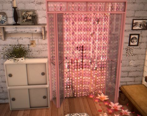 Cyberpunk Sequin Doorway Curtain | Hydrangea on Patreon Sims4 Cc Curtain, Sims 4 Sweet 16 Cc, Sims 4 Cc Curtains Patreon, Sims 4 Curtains Cc, Sims 4 Cyberpunk, Sims Furniture, Furniture Cc, Sims Inspiration, Sims 4 Body Mods