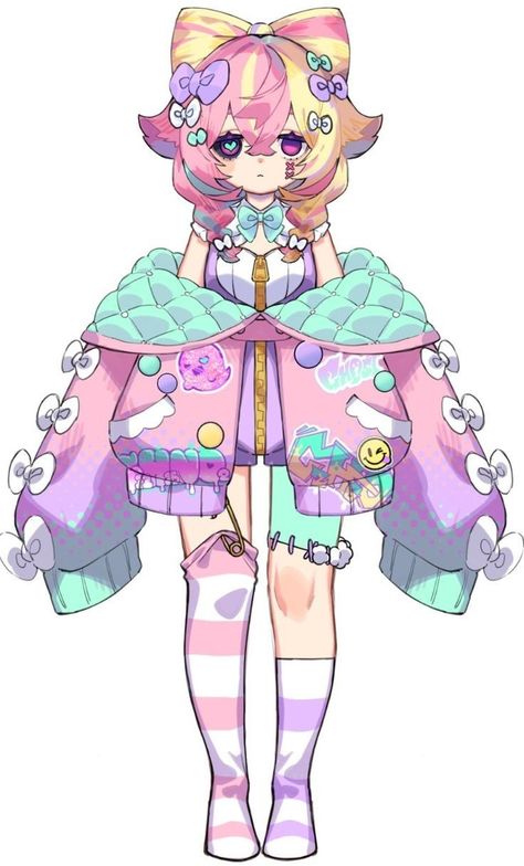 Soft Character Design, Pastel Character Design, Doll Oc Art, Kawaii Art Styles, Candy Character Design, Cutecore Art Style, Side Face Sketch, Pink Character Design, Kawaii Character Design