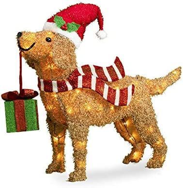 30 Inch Goldendoodle Dog with Santa Hat Outdoor Christmas Decoration Up Dog, Goldendoodle, Outdoor Christmas, Santa Hat, Light Up, Yard, Christmas