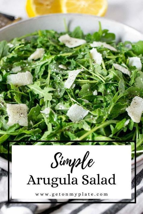 This Simple Arugula Salad recipe isn’t even really a recipe! It’s ridiculously simple and a super easy side dish that complements almost any main course! Arugula is tossed with the bright, simple flavors of lemon and olive oil, then topped with shaved Parmesan cheese. Your go-to salad is ready in about 5 minutes! Easy Rice Bowl Recipes, Simple Arugula Salad, Rice Bowl Recipes, Rice Bowls Healthy, Arugula Recipes, Teriyaki Chicken And Rice, Arugula Salad Recipes, Lemon Salad, Rice Bowls Recipes