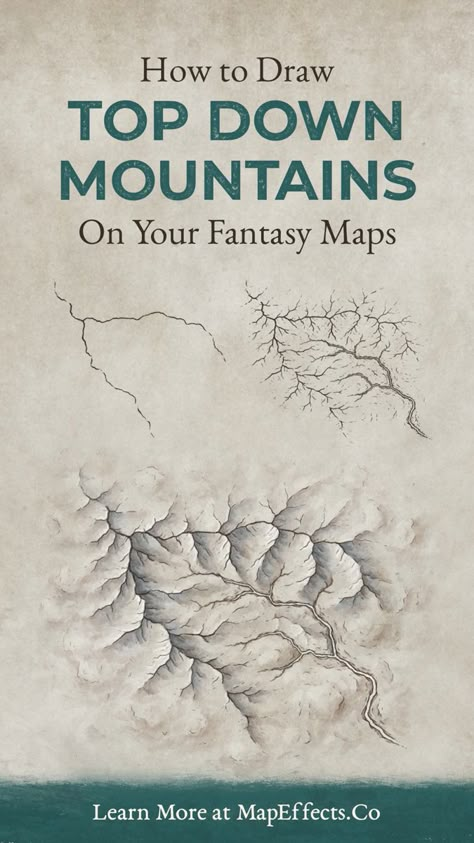 How To Draw Ruins, Top Down Map Drawing, Top Down Fantasy Map, How To Draw Cities On Fantasy Maps, Mountain Map, How To Draw Mountains On A Map, How To Draw A Fantasy Map, How To Draw Mountains, Fantasy Map Drawing