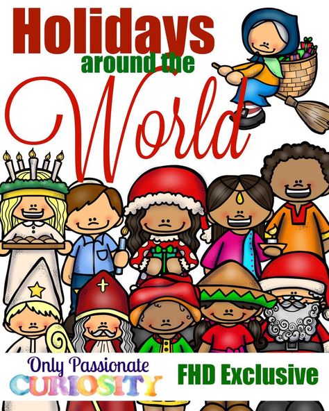 FREE HOLIDAYS AROUND THE WORLD PACK (Instant Download) Around The World Theme, Christmas Units, Teaching Holidays, Holiday Lessons, Celebration Around The World, Homeschool Elementary, Christmas Kindergarten, December Holidays, Holidays Around The World