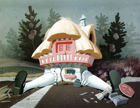 Claud Coats, via http://4.bp.blogspot.com Alice In Wonderland Original, House Background, All About Rabbits, Rabbit House, Alice In Wonderland 1951, Animation Disney, Miniature Scenes, Fantasy Background, White Rabbits