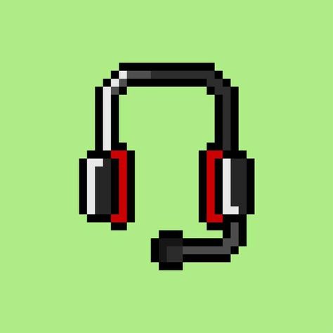 Pixelated Icons, Headset With Mic, Widget Icons, Widget Icon, Art Icon, Premium Vector, Headset, Pixel Art, Graphic Resources