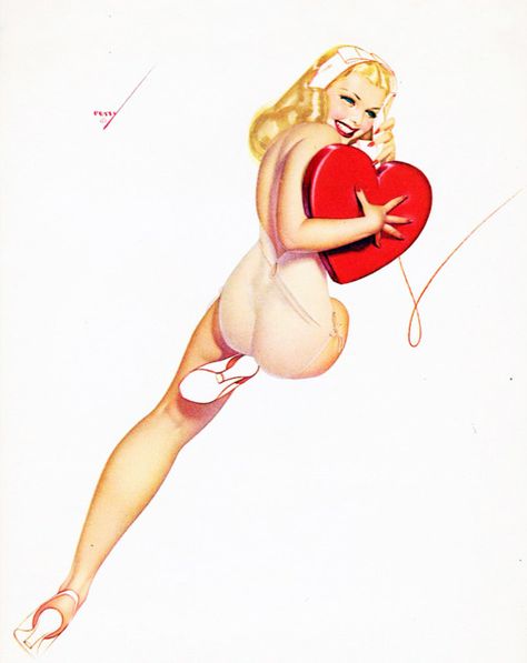 valentines shoot George Petty, Vargas Girls, Arte Pin Up, 50s Pin Up, Petty Girl, Pin Up Drawings, Pin Up Illustration, Pinup Vintage, Pin Up Vintage