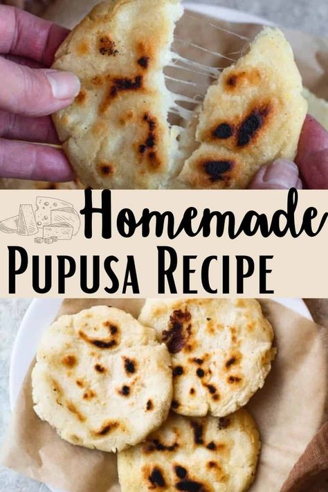 Pupusas, the national dish of El Salvador, are a simple and affordable recipe to make. Stuff them with cheese, meat, or vegetables, and fry them up for a filling snack or lunch! Papusa Recipe, Popusas Recipe, Pupusas Recipe, Pupusa Recipe, Taco Board, Salvadoran Food, Salvadorian Food, Filling Snacks, American Recipes