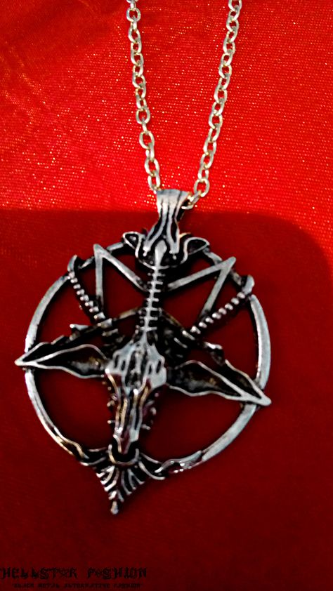 baphomet goat of mendes satanic demonic ritual occult magick pendant necklace (material acrylic zinc alloy titanium, link chain length 50 cm) https://www.etsy.com/shop/HellstarFashion?ref=l2-shopheader-name Satanic Clothes, Demonic Ritual, Demon Necklace, Supernatural Oc, Goat Of Mendes, Baphomet Goat, Satanic Jewelry, Eyes Emoji, Protection Necklace