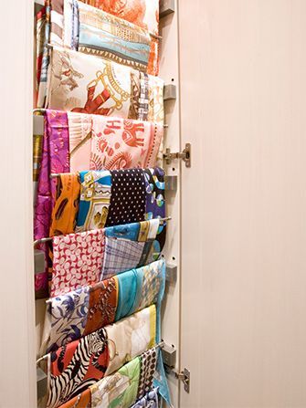 How To Organize Scarves - Scarf Storage Organizing Scarves, How To Store Scarves, Scarf Rack, Scarf Display, Organizational Design, Scarf Storage, Tips For Organizing, Scarf Organization, Dressing Room Closet