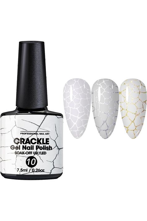 U-Shinein Crackle Gel Nail Polish, Angel White Crackle Nail Polish, Amazing Crackle Nails Polish Effect Patterned Nail, Long-lasting &amp; Cool Crackle Air Dry UV LED Lamp Needed Nail Gel Polish Crackle Nail Polish, Nail Long, Cherry Nail, Cherry Nail Art, Crackle Nails, Uv Nail Polish, Cherry Nails, Nail Gel Polish, Professional Nail Art