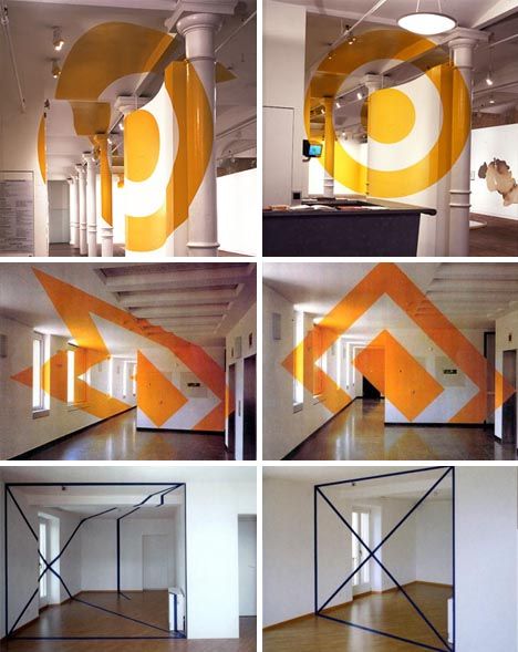 Interior Design + Wall Art come together to create crazy optical illusion spaces. Interior Design Wall Art, Visual Illusion, 3d Street Art, Interior Wall Design, Wall Graphics, Office Interior Design, Wall Treatments, Op Art, Interior Walls