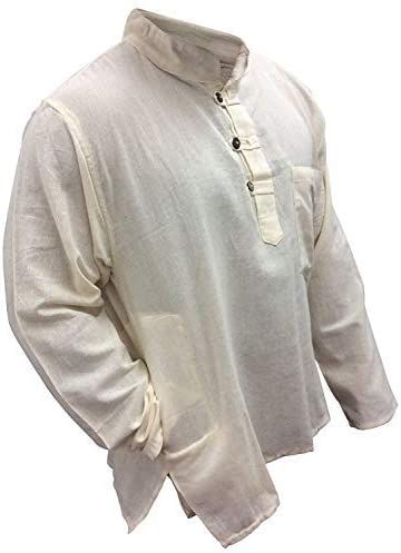 SHOPOHOLIC FASHION Plain Grandad Shirt(2XL,Cream) at Amazon Men’s Clothing store Pirate Cosplay, Hippy Festival, Collarless Shirt, Hippie Shirt, Festival Shirts, Hippie Festival, Men Shirt Style, Fashion Lighting, Mens Casual