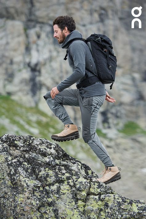 Hiking Men Aesthetic, Mens Hiking Aesthetic, Men’s Hiking Outfit, On Cloud Outfit, Mens Hiking Outfit, Hiking Outfit For Men, Men Hiking Outfit, Hiking Men Photography, Men Adventure