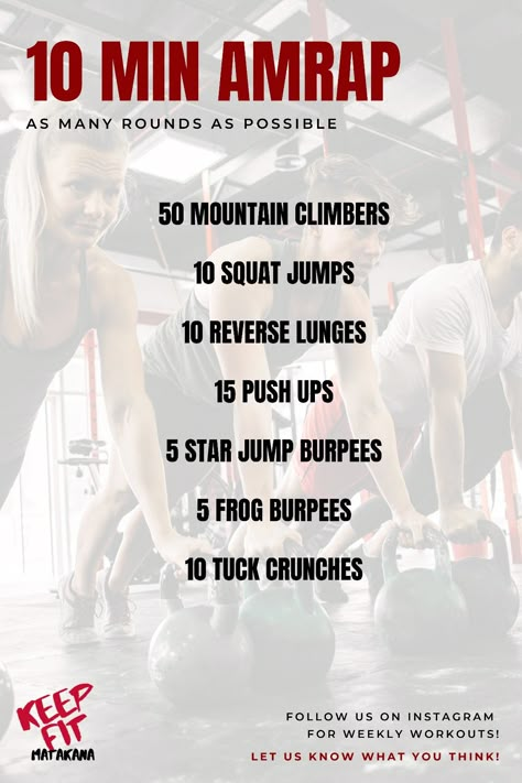 10 Min Amrap, 15 Min Amrap Workout Crossfit, 10 Minute Amrap Workout, Cardio Emom, Amrap Workout Crossfit, Accessory Workout, Amrap Workouts, All Over Workout, Body Weight Hiit Workout