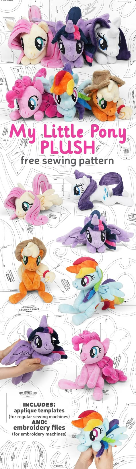 Free Pattern Friday! My Little Pony Plush – Sew Desu Ne? Original My Little Pony, Pony Plush, Cute Sewing Projects, Animal Sewing Patterns, Plushie Patterns, Applique Templates, Sewing Stuffed Animals, Plush Pattern, Friendship Is Magic