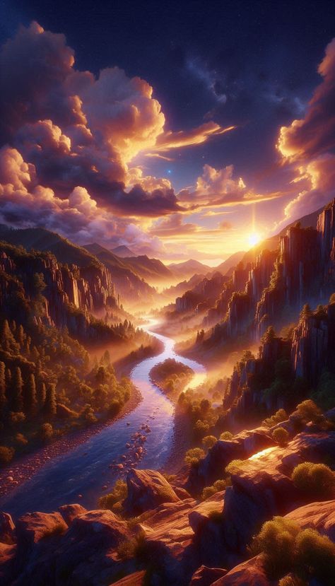 Breathtaking Canyon Oasis
Step into an enchanting world where fantasy and reality blend. Winding rivers, towering mountains, and warm golden light all come together to create a truly magical scene. #animeart #PixarStyle #4KWallpaper #natureart #fantasyworld #canyonlife #riverbank #mountains #goldenhour Fantasy Canyon, Fantasy Mountains, Fantasy And Reality, Golden Light, Golden Lights, Fantasy World, Abba, Nature Art, Pixar