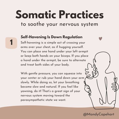 If you are looking for soothing in all the wrong places, have you considered looking inward? Down regulation/soothing is a strategy we need just as much as we need external support. Self-havening and all its variations are helpful and easy enough to do anywhere you find yourself in distress. And you're trustworthy as a source of soothing, my friend. I believe in you! If you are living with mobility or limb limitations, self-havening as an exercise in visualization is powerful, too. Skip t... Visualization Exercises, Self Soothing, Havening Technique, Interoceptive Exposure, Daydreaming Coping Mechanism, Nervous System Regulation Tools, Healing A Dysregulated Nervous System, Emotional Freedom Technique (eft), Hug You