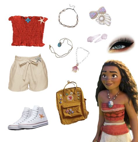 Disney Bounding In The Parks, Moana Outfit Inspiration, Island Princess Costume, Moana Bounding, Disney Bounding Moana, Cute Disney Princess Outfits, Moana Modern Outfit, Jesse Disneybound, Moana Disney Outfit