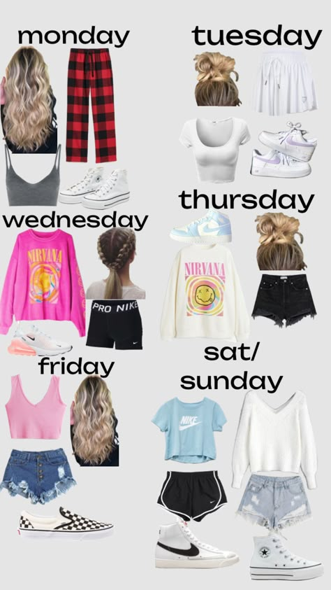 Fits Of The Week Preppy, Weekly Outfits For School, Outfits For The Weekend, Tuesday Outfit School, Outfits For The Week, Meme Day Outfits Spirit Week Ideas, Outfits Of The Week, Cute Easy Outfits For School, Cute Middle School Outfits