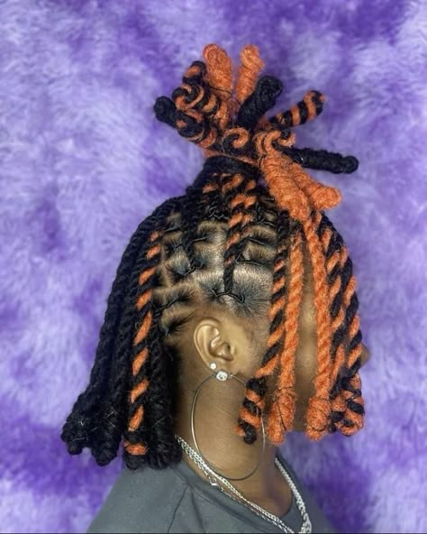 Orange Hairstyles For Black Women, Dyed Dreadlocks Black Women, Dreadlock Color Ideas Black Women, Color Locs Black Women, Hairstyles Dyed Hair, Dye Dreads, Dread Color Ideas Locs, Dyed Locs Black Women, Hair Dye Ideas Black Women