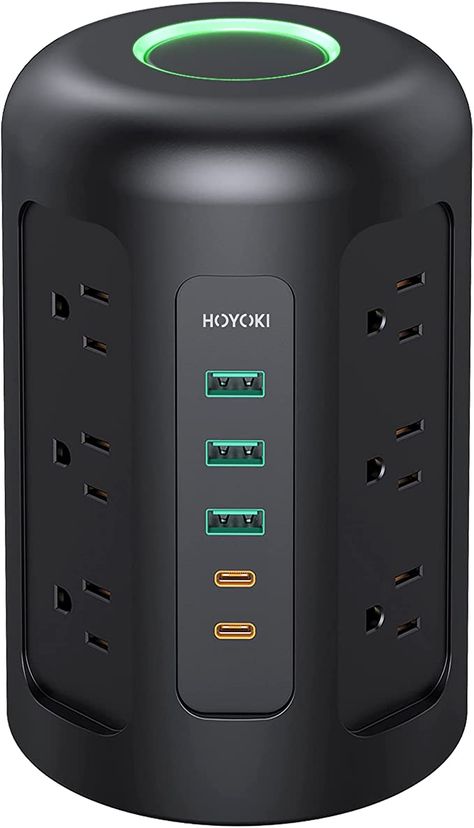 Amazon.com: 2022 Newest Power Strip Tower with 12 Widely Spaced AC Outlets, 1500 Joules Surge Protector with 2 USB C Ports & 3 USB Ports & 5ft Cord, Charging Station for Phone, Tablet, Power Bank (Home/Office) : Electronics Office Necessities, Power Tower, Column Design, Power Banks, Surge Protector, Office Essentials, Wall Outlets, Extension Cord, Charging Station