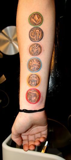 Power Rangers tattoo Rangers Tattoo, Power Rangers Tattoo, Super Hero Tattoos, Dbz Tattoo, Cousin Tattoos, 90s Tattoos, Nerd Tattoo, Movie Tattoos, Forarm Tattoos