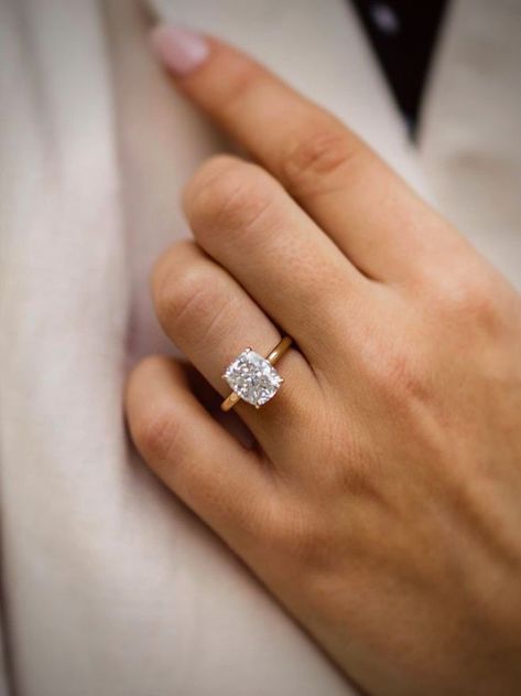 Cushion Engagement Ring Gold, Rectangle Engagement Rings, Elongated Cushion Cut Engagement Ring, Gold Band Engagement Rings, Square Engagement Rings, The Bling Ring, Solitaire Diamond Engagement Ring, Radiant Engagement Rings, Cute Engagement Rings