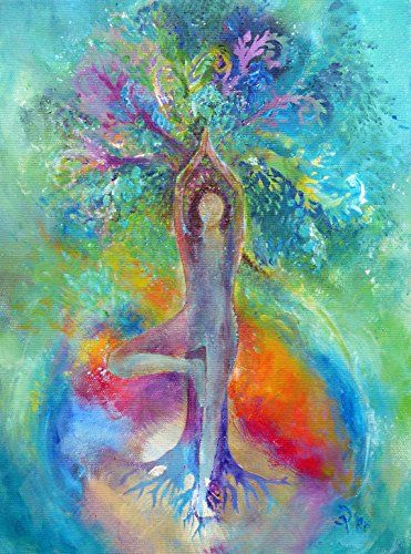 Yoga Baum-Frau: Amazon.de: Küche & Haushalt Buddha Tree, Yoga Art Painting, Yoga Painting, Yoga Kunst, Boom Kunst, Yoga Tree, Tree Of Life Painting, Art Hippie, Spiritual Paintings