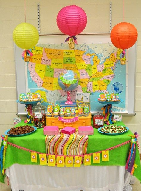 Oh! The Places You'll Go / Staff Appreciation "Oh! The Places You'll Go" | Catch My Party Books Take You Places, Appreciation Party Ideas, Vpk Graduation, Prek Graduation, Kindergarten Graduation Party, 5th Grade Graduation, Pre K Graduation, Graduation Party Themes, Seuss Party