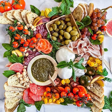 Your burrata board can pair this creamy cheese with a range of snacks, from nectarines and honey to toasty crostini and fresh tomatoes. Burrata Board, Antipasto Platter, Grazing Tables, Party Menu, Creamy Cheese, Cheese Platters, Salad Bar, Backyard Party, Fresh Tomatoes