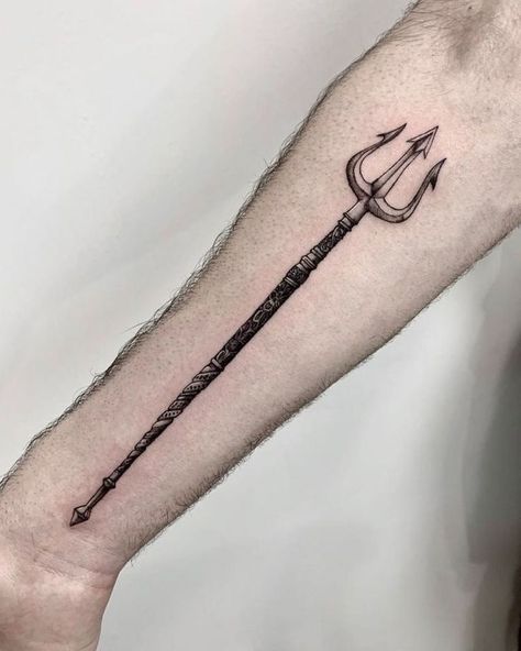 Trident Tattoo, Symbol Of Creation, Poseidon Trident, Poseidon Tattoo, Tattoo Themes, Beard Haircut, Unalome Tattoo, Greek Tattoos, Small Tattoos For Guys