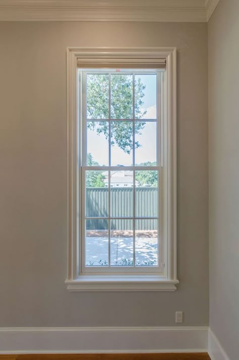 Colonial Style Window Trim, Traditional Window Trim Interior, Window Sill Trim Ideas, Colonial Window Trim Interior, French Country Window Trim, White Window Interior, Framing Windows Molding, Window Molding Trim Interiors, Colonial Window Trim