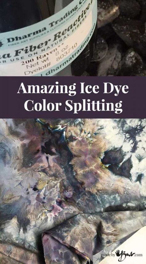 Amazing Ice Dye Color Splitting - Made By Barb - unique design fabrics Ice Dye Color Combinations, Procion Dye, Tie Dye Patterns Diy, Fabric Dyeing Techniques, Ice Tie Dye, Natural Dye Fabric, Dye Techniques, Just Magic, Eco Dyeing