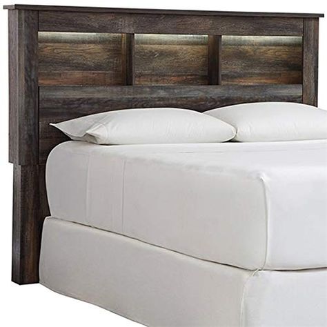 Ashley Furniture Drystan Full Queen Bookcase LED Headboard in Teal Bed Frame Hardware, Led Headboard, Headboard With Lights, Bookcase Headboard, Barn Board, Wood Headboard, Modway Furniture, Led Light Strips, Ashley Furniture