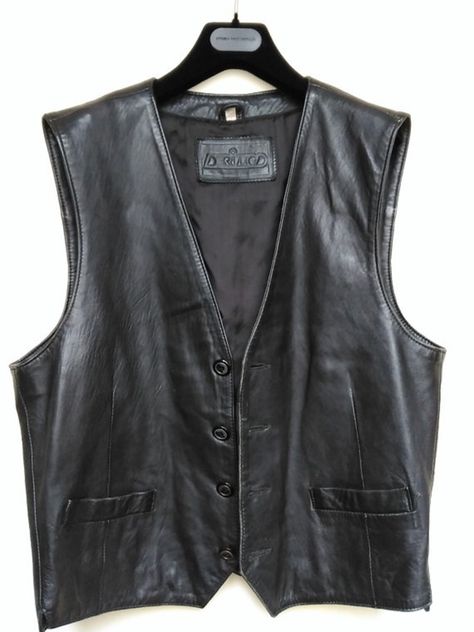 Leather Vest Outfit, Black Waistcoat, Leather Waistcoat, Black Leather Vest, Biker Vest, Vintage Vest, Vestidos Vintage, Black Vest, Vest Outfits