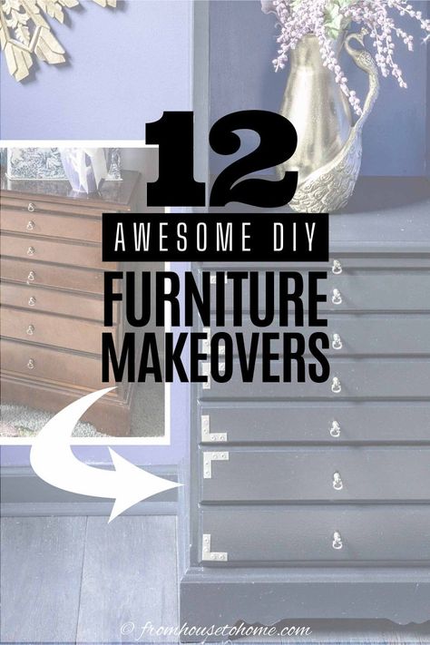 Turn your old furniture into something beautiful again with these creative furniture makeovers that will totally transform how they look. Decorating Ceiling, Diy Glam Decor, Home Decor Ideas Bathroom, Wooden Trestle Table, Chalk Paint Chairs, Upcycled Thrift, Old Wood Table, Repurpose Diy, Diy Furniture Makeover Ideas