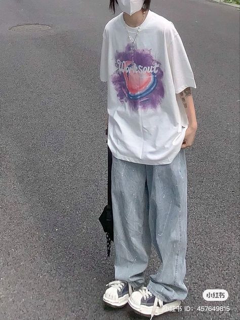 Korean Baggy Outfits, Aesthetic Baggy Outfit, Baggy Tshirt Outfit, Boyish Outfits, Korean Outfit Street Styles, Baggy Clothes, Tomboy Outfits, Tomboy Style Outfits, Quick Outfits