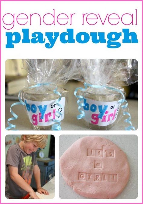 Gender Reveal Playdough - I Can Teach My Child! Baby Reveal Party, Gender Reveal Party Ideas, Reveal Party Ideas, Playdough Recipe, Gender Party, Baby Gender Reveal Party, Gender Reveals, Gender Reveal Ideas, Baby Gender Reveal