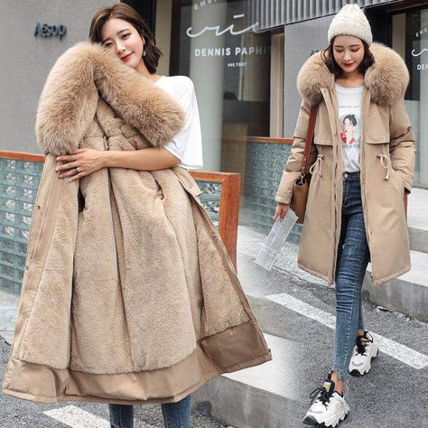 ea8fcd92d59581717e06eb187f10666ddesc53167890ri Winter Jackets Women Parka, Red Parka, Parka Coat Women, Parka Style, Womens Parka, Cotton Coat, Parka Coat, Winter Jackets Women, Solid Clothes