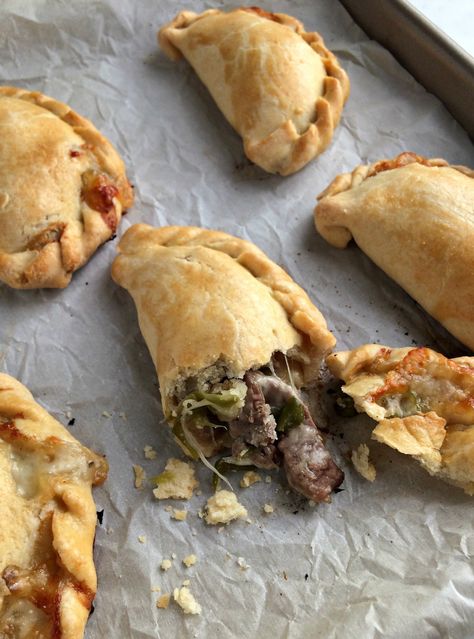 Philly Cheesesteak and New England Clam Empanadas - Pickled & Poached Cheese Empanadas Recipe, Cheese Empanadas, Philly Steak, Empanadas Dough, Philly Cheese, Savory Food, Philly Cheesesteak, Empanadas Recipe, Meat Pie