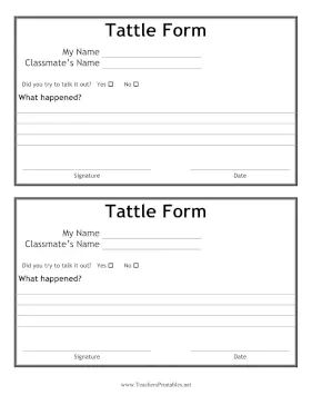 Tattle Tale Form, Tattle Box Classroom, Tattle Tale Classroom, Tardy Passes For School, Classroom Charter, Tattle Phone Classroom Management, Bathroom Passes For Classroom Printable, Teacher Rp, Behavior Contract Middle School