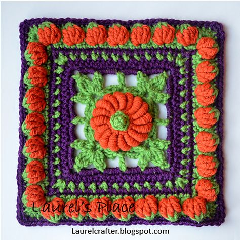 Ravelry: LaurelCraft's Midnight in the pumpkin Patch 2 Crochet Baby Booties Pattern, Fall Crochet Patterns, Halloween Crochet Patterns, Crochet Fall, Crochet Pumpkin, Crochet Square Patterns, Granny Square Crochet Pattern, Halloween Crochet, Diy Crochet Projects