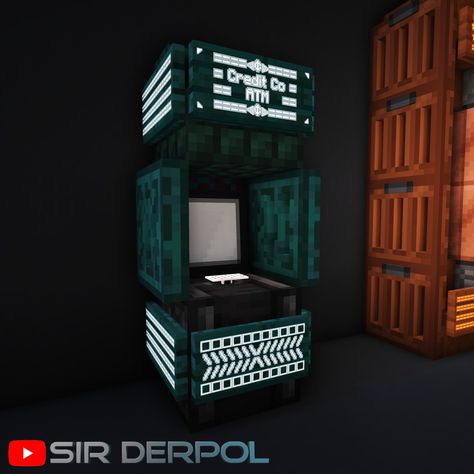 Futuristic Minecraft Interior, Minecraft Cyberpunk Building Ideas, Minecraft Billboard Ideas, Minecraft Steampunk Nether Portal, Neon Minecraft Builds, Minecraft Arcade Ideas, Minecraft Cyberpunk Interior, Minecraft Dj Booth, Minecraft Cyberpunk Ideas