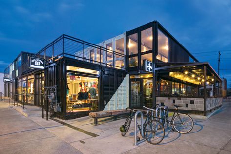 The Shipping Container Trend Takes Off in Colorado - 5280 Shipping Container Architecture, Shipping Container Design, Cargo Container Homes, Container Restaurant, Small Apartment Building, Container Cafe, Bar Exterior, Container Office, Container Buildings