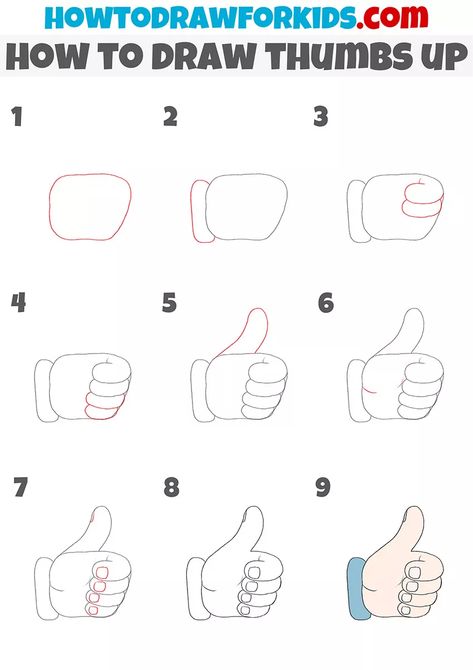 How to Draw Thumbs Up - Easy Drawing Tutorial For Kids Thumbs Up Drawing Easy, How To Draw Thumbs Up, Thumbs Up Drawing, Thumb Drawing, Bond Paper Design, Directed Drawing, Easy Drawing Tutorial, Drawing Lesson, Draw People