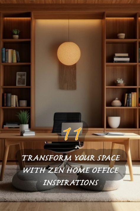 Discover how to transform your workspace into a serene haven with my top 11 Zen home office inspirations. From warm wood tones to calming decor, this space is designed to enhance productivity while keeping a peaceful atmosphere. Join me in exploring these ideas that bring tranquility and style to your home office! Office Zen Decor Ideas, Japanese Home Office Design, Japandi Study Room, Zen Office Ideas, Japandi Workspace, Japanese Home Office, Zen Office Space, Zen Home Office, Tranquil Office